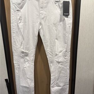 BNWT True Religion Geno Relaxed Slim White Ripped Jeans Size 31 – Authentic